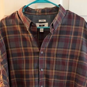 Joseph Plaid Button-Down Shirt in Burgundy, Navy and Tan